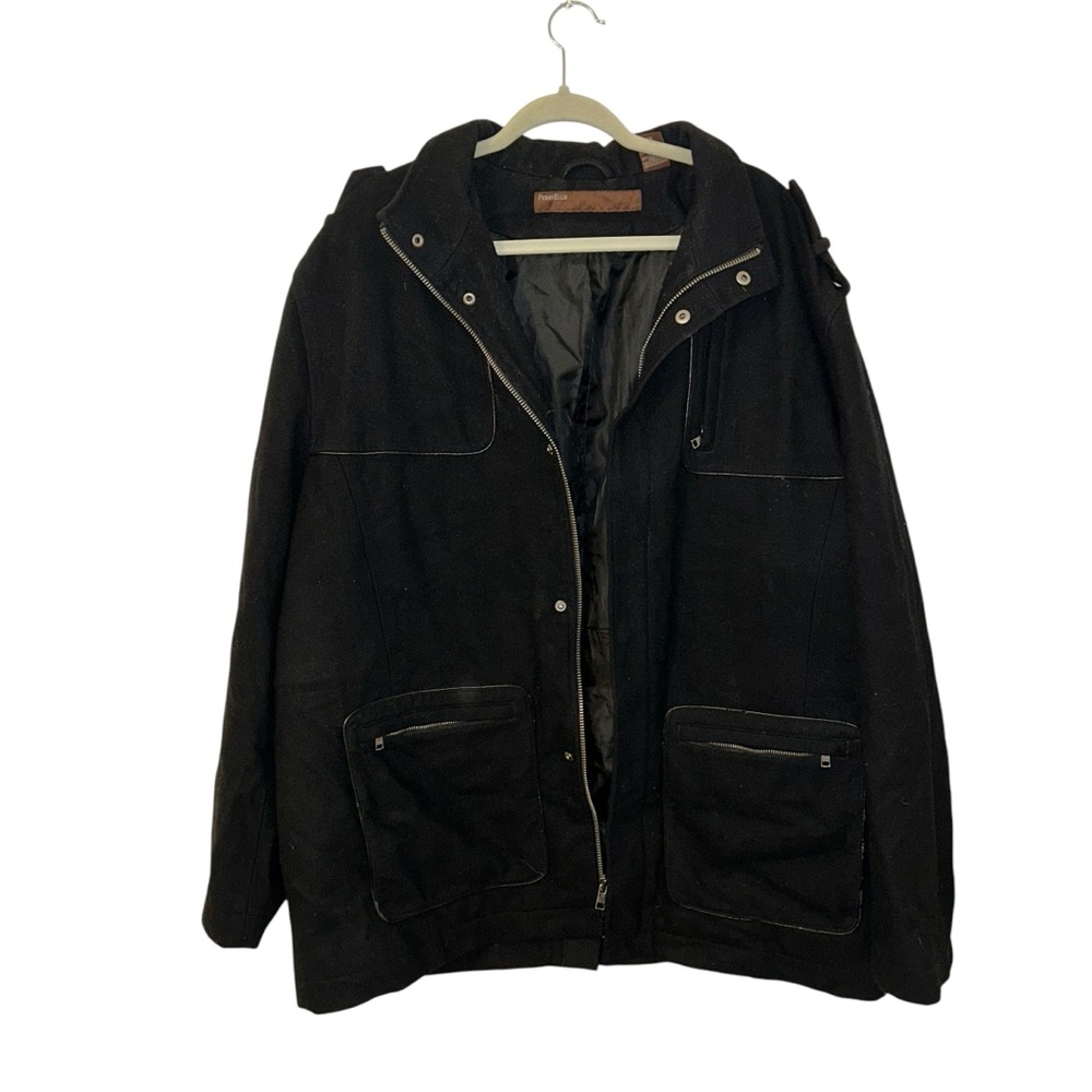 Black Perry Ellis Vintage Soft Shell Style Jacket Coat Designer Men’s Size XXL!
